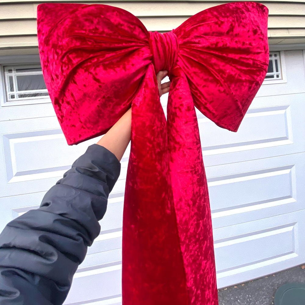 Lazo velvet color rojo para decorar arbol de navidad